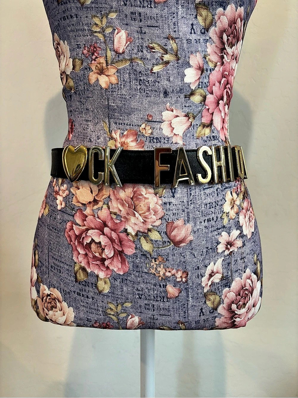 Vintage Moschino Gold Letter Leather Belt